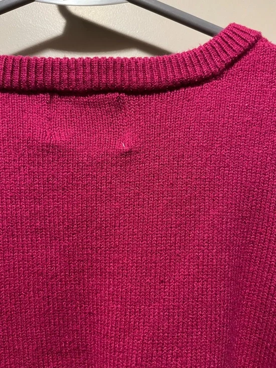 Pink Rose Fuchsia Puff-Sleeve Crewneck Sweater - Picture 5 of 7